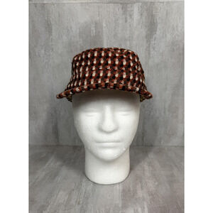 Volcom Hat Cap Army Mens One Size Orange Wool Check Tweed Lined Casual Y2K